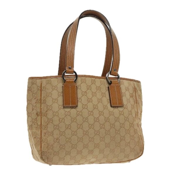 GUCCI GG Canvas Hand Bag Brown Silver 113019 3444 Auth 94718 - Picture 1 of 16